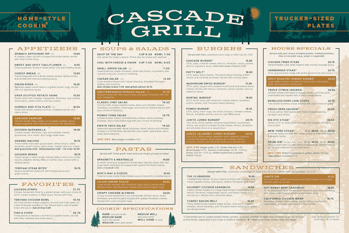 Cascade Grill Menu - Image 1